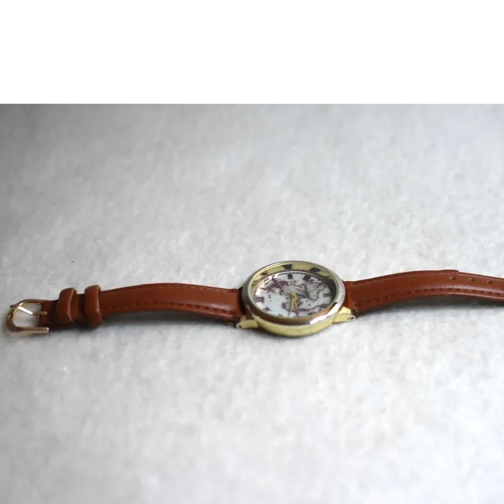 Accutime World Map Brown Leather 8.5